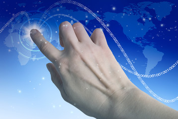 Hand touching screen