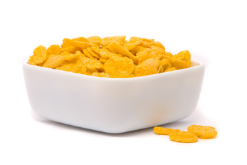 Corn flakes. Macro studio white background