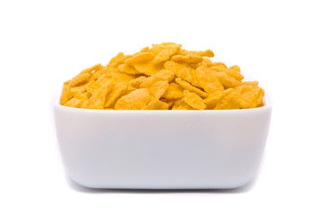Corn flakes. Macro studio white background