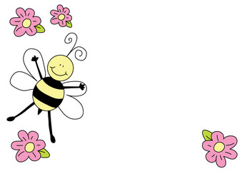 nice bee and flowers