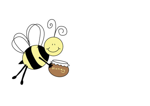 nice bee holding pot of honey