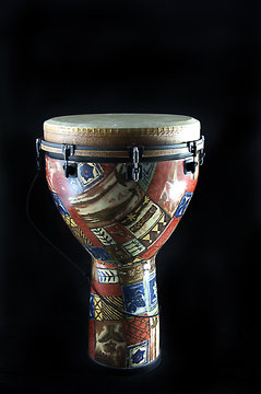 African Djembe Drum Isolated on Black