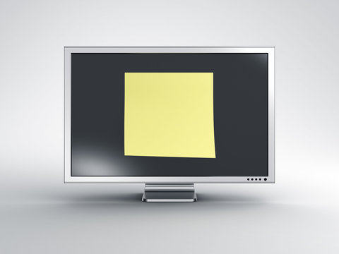 Monitor With Oversized Post It Note