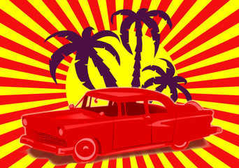 The car with a palm tree