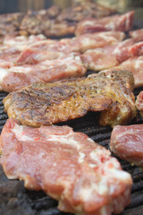 Pork on grill