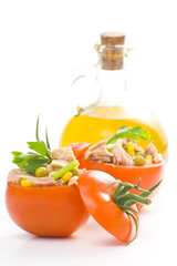 tuna stuffed tomato celery corn soya bean