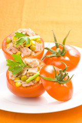 tuna stuffed tomato celery corn soya bean