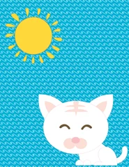 Papier Peint photo autocollant Chats chat et soleil