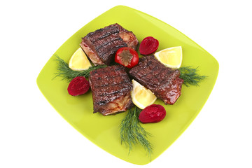 roast rib's on green dish