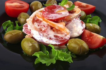 tomatoes salad and olives