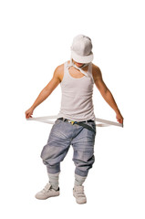 Hip-hop young man  on white background