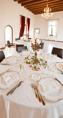 Fine table setting in gourmet restaurant