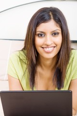 indian woman using laptop