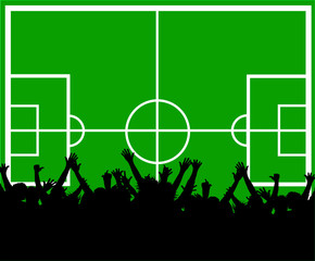 spielfeld mit fussballfans