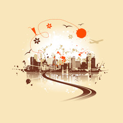 Naklejka premium Cityscape background, urban art