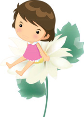 little girl on the flower