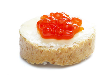 Red caviar open sandwich