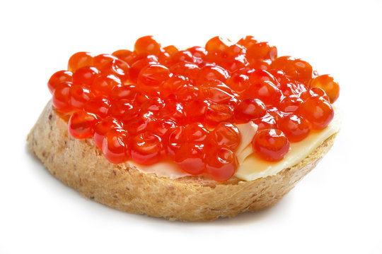 Red caviar open sandwich