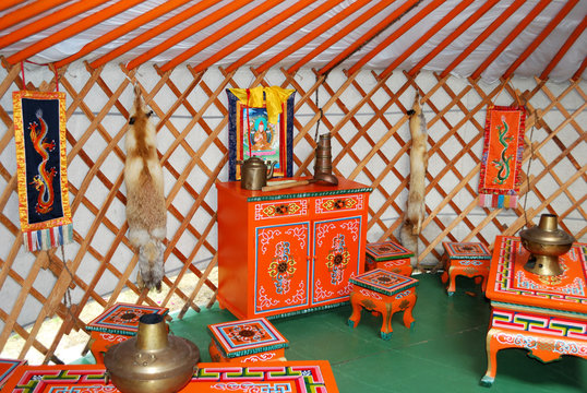 Interieur d'une yourte mongole