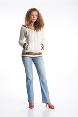 Obraz premium Young Woman In Fashionable Clothing