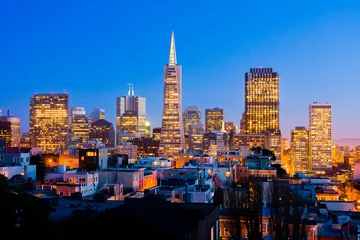 Crédence de cuisine en verre imprimé San Francisco San Francisco la nuit