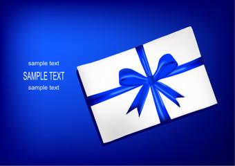 White envelope with blue ribbon