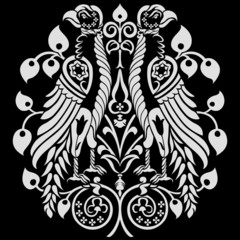 Heraldic Birds decorated with floral ornaments
