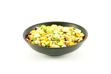 Soup Pulses in Small Black Bowl