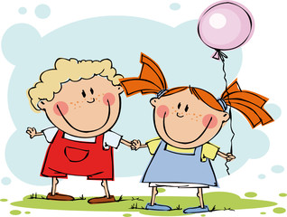 Funny kids  with balloon