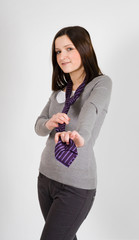 Positive business woman with tie