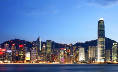 Naklejka premium Hong Kong cityscape at night.