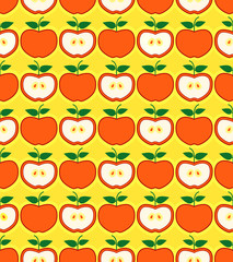 Retro styled red apples seamless pattern