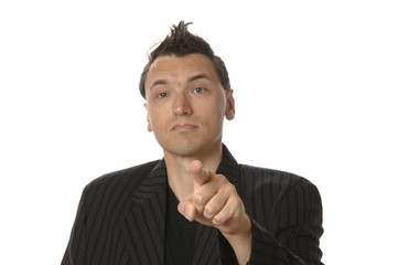Business-Punk Manager zeigt mit Finger auf dich