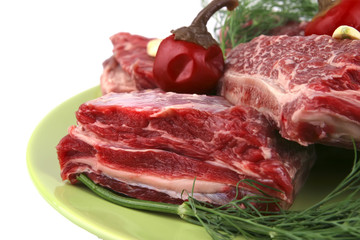beef rib's on dish with greenery
