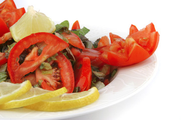 served vegetable tomato salad
