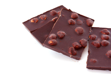 Chocolate with nuts over white