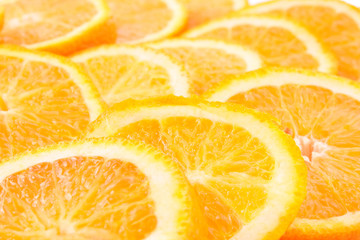 Many sliced oranges