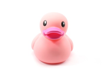 Light pink bath duck looking at you