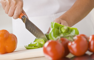 Woman Slicing Produce
