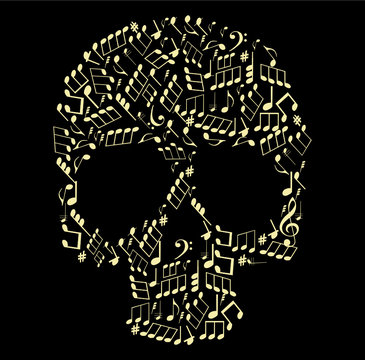 music skull made from notes vector illustration