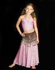 Pretty little girl wearing belly dance costume