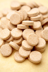 Closeup of vitamin C tablets