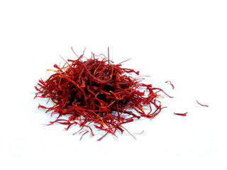 Saffron stands isolated on white