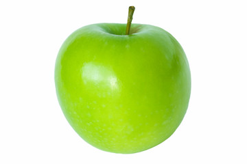 Single green granny smith apple isolated on white