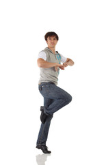 Single male tap dancer