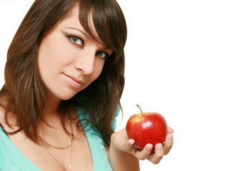 beautiful woman with apple