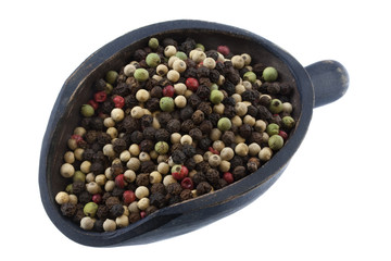 scoop of colorful rainbow peppercorns