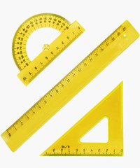 set of measurement instrument- protractor, ruler