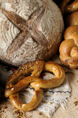 closeup with bread and pretzel
