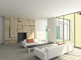 3D render modern interior of living-room